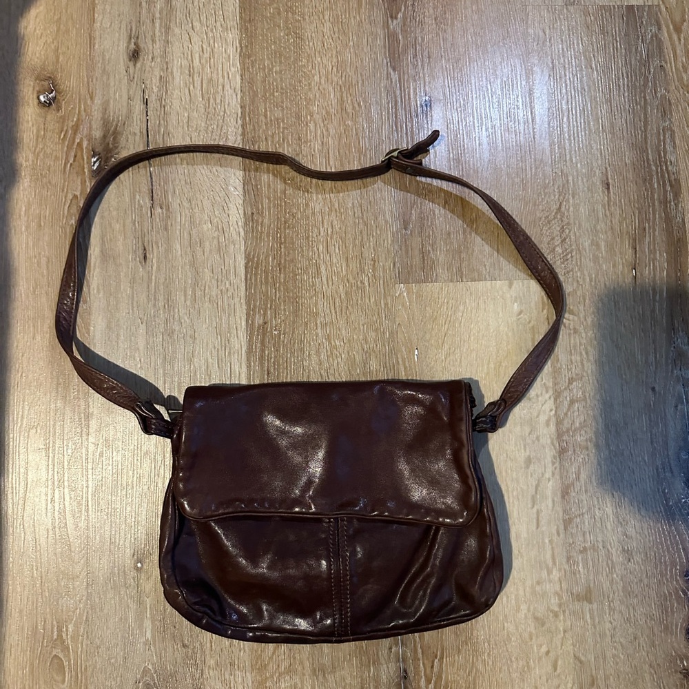 Dark Brown Mahogany Leather Shoulder Bag
